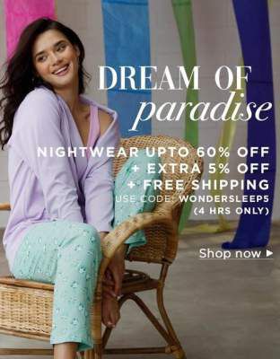 Zivame Dream of Paradise Sale: Nightwear Up to 60% Off + Extra 5% Off + Free Shipping