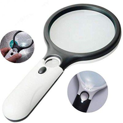 ZIVIK Magnifying Glass with 3 Led Light 3X & 45X Big Size Zoom Lenses