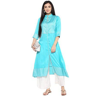 Ziyaa Womens Art Silk a-line Kurta (ZIKUPS2015_Red_Small)