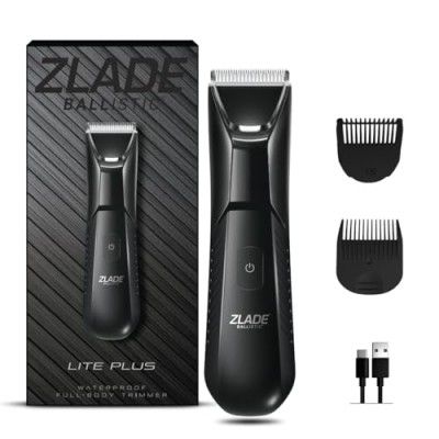 Zlade Ballistic LITE PLUS Full Body Trimmer for Men | Beard, Body, Balls, Pubic Hair, Private Parts, Manscaping | IPX5 Waterproof, No Nicks or Cuts | 1-Hour Non-Stop Runtime | 5-Min USB-C Quick Charge