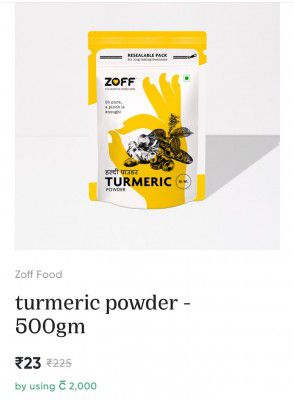 Zoff Food Turmeric Powder 500gm at Rs.23 | CRED Loot