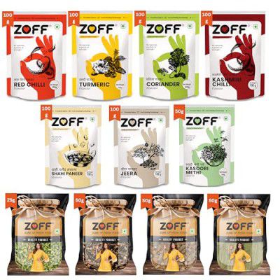 Zoff Paneer Starter Spices Kit | Exotic Spices Blend | No Added Colour & No Added Preservatives | Pure, Natural & Fresh Masala For Cooking | Pack of 11 | Net weight 825g