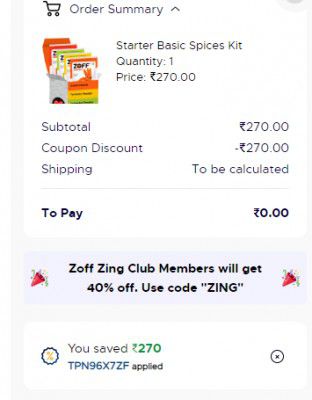 zofff Free Spice Kit : Starter Basic Spices Kit | Pay Only ₹99 Delivery Charge