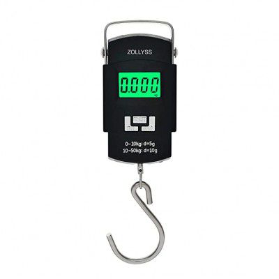 Zollyss Portable Digital 50 Kg Weighing Scale with Metal Hook (Black)