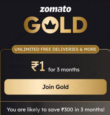 Zomato Gold Membership For 3 Months Just @1