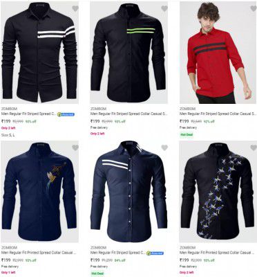  Zombom Casual Shirts upto 93% off starting from Rs.199