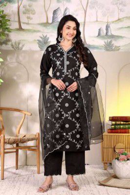 ZONFAB Embroidered Kurta, Salwar & Dupatta Set
