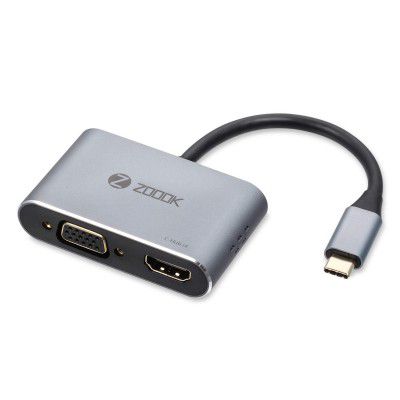 Zoook USB C Hub Type C to 4K HDMI VGA Adapter USB Type C Hub with 4K HDMI
