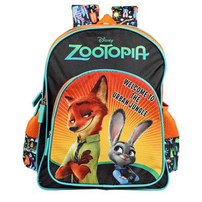 Zootopia Polyester 28 cms Orange:: Black School Backpack (MBE-WDP1367)