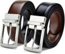 ZORO Men Casual Black Texas Leatherite Reversible Belt...