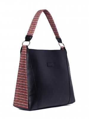 ZOUK Black Vegan Leather Classic Open Tote