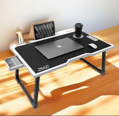 Zrazi Premium Foldable Wooden Laptop Table | Multi-Purpose Table with Adjustable Angles | Book Stand | Cable Organizer | Cup Holder | Study/Work/Bed Table for Adults and Kids (MDF Wood)