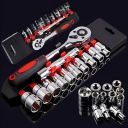ZSIGNS 12 in 1 Heavy Duty Socket Set, 2 Way Quick Release Ratchet Spanner Tool Kit Set & 1/2 Chrome Vanadium Steel Socket Tool kit, Fixed Square end and Hex...