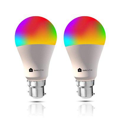 zunpulse B22 10-Watt WiFi Enabled Smart LED Bulb, Compatible with Amazon Alexa and Google Assistant (16 Million Colors + Tunable White + Dimmable) - Pack of 2