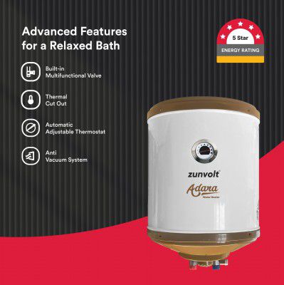 ZunVolt 25 L Storage Water Geyser (Adara 25L Geyser 2000W, White) 