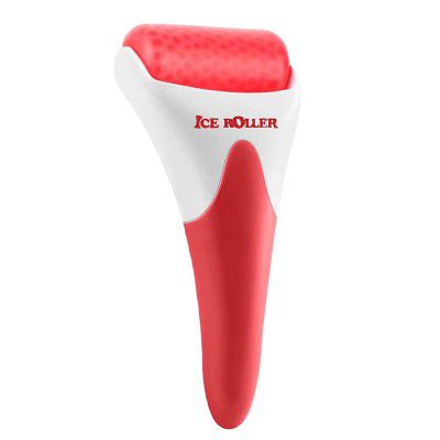 Zureni Ice Roller Face Massager Facial Skin Care Tool with Cool Gel Beads (Red)