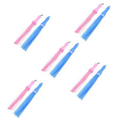 Zureni ZU-BR10 Plastic Broom for Bathroom Cleaning (10 Pcs Pink & Blue)