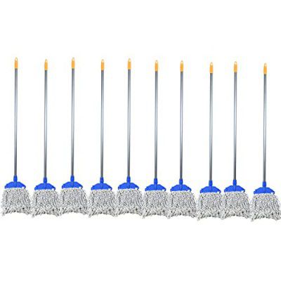 Zureni ZU-MOP10 9\' Floor Mop Stick with Super Absorbent Mop Head Sturdy Handle Amazing Cleaning for Home, Office & Commercial Use (Pack of 10)