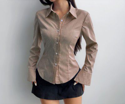 Zurity Women Shirt||Women Relaxed Fit Vertical Striped Spread Collar Cotton Casual Shirt (S-12-19)