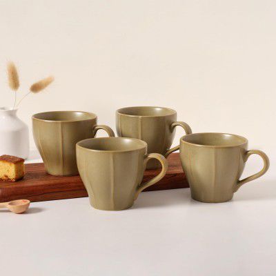 Zynkraft Ceramic Tea Cup | Coffee Mug Set of 4 - 200ml Each