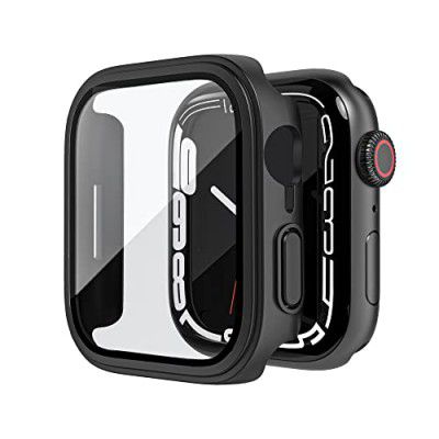 ZZMY Compatible with Apple Watch Case 45mm Protect Cover with Tempered Glass Hard PC Case for Watch Series 9 Series 8 Series 7(No Watch)