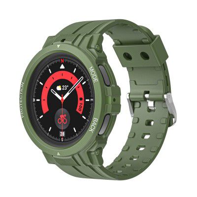 ZZMY Compatible with Samsung Galaxy Watch 5 Rugged Strap 40mm 44mm Shockproof Sport Watch Band Case for Galaxy Watch 5 Pro 45mm Straps with Bumper Case (No Watch)